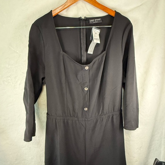 Lane Bryant Plus Size 20 Black Palazzo Jumpsuit V-Neck Wide Leg Pantsuit - Picture 6 of 6